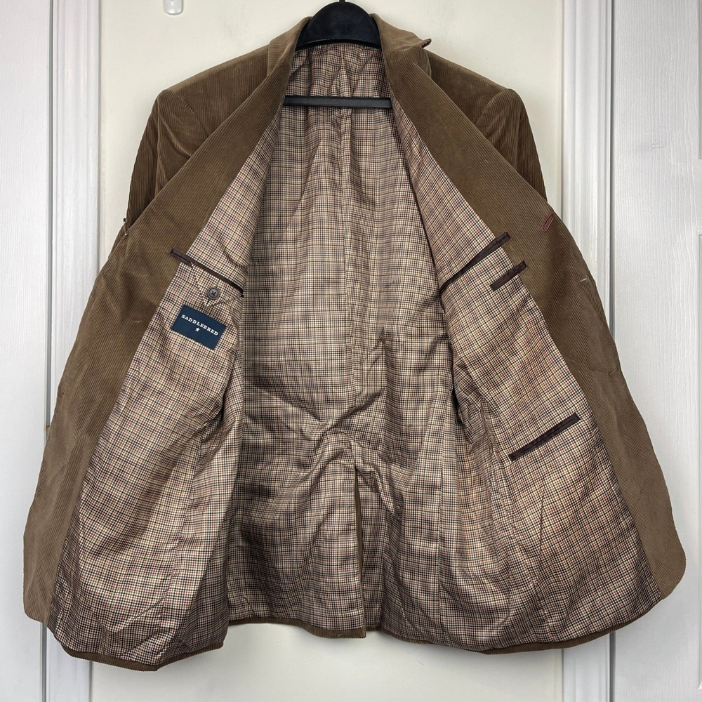 Saddlebred Corduroy Blazer 38R Cotton Sport Coat Suit Jacket Brown 2 Button - Picture 11 of 12